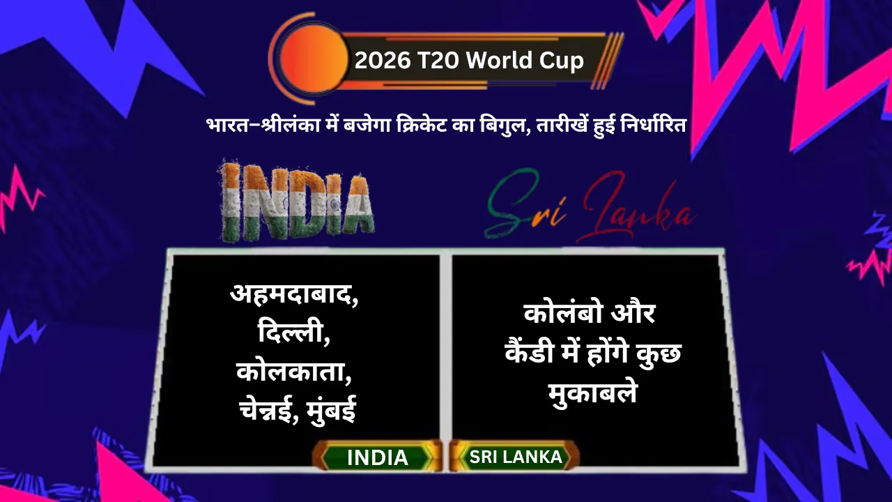 2026 T20 World Cup : भारत–श्रीलंका में बजेगा क्रिकेट का बिगुल, तारीखें हुई निर्धारित