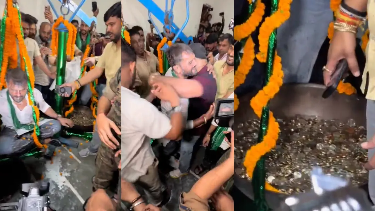 छपरा में खेसारी लाल यादव को अपार जनसमर्थन,  प्रशंसकों ने 200 लीटर दूध से नहलाकर सिक्कों से तौला 