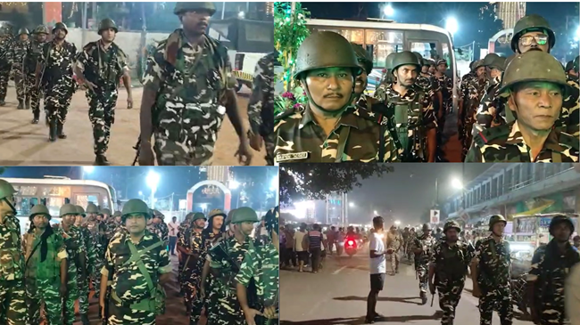 बिहार चुनाव को लेकर प्रशासन अलर्ट, फ्लैग मार्च कर लोगों से की निर्भिक होकर मतदान करने की अपील