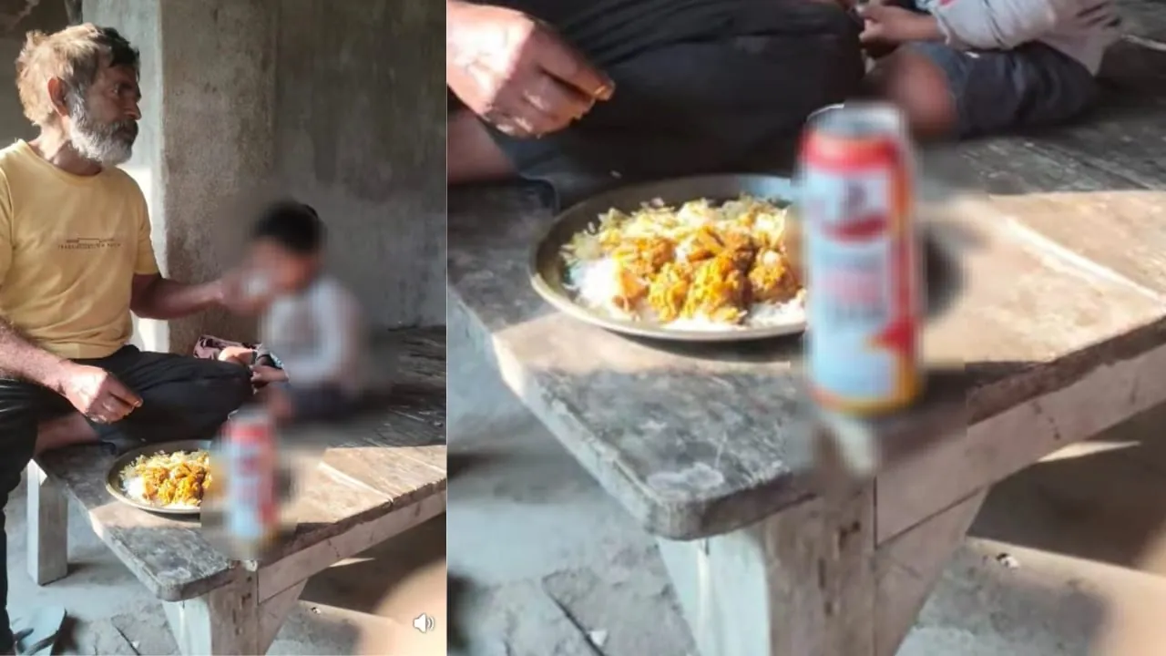शिक्षा की उम्र में नशे की चुस्की ! मासूम पोते को दादा ने थमाया बियर का गिलास, कहा- महुआ दारू भी पी...