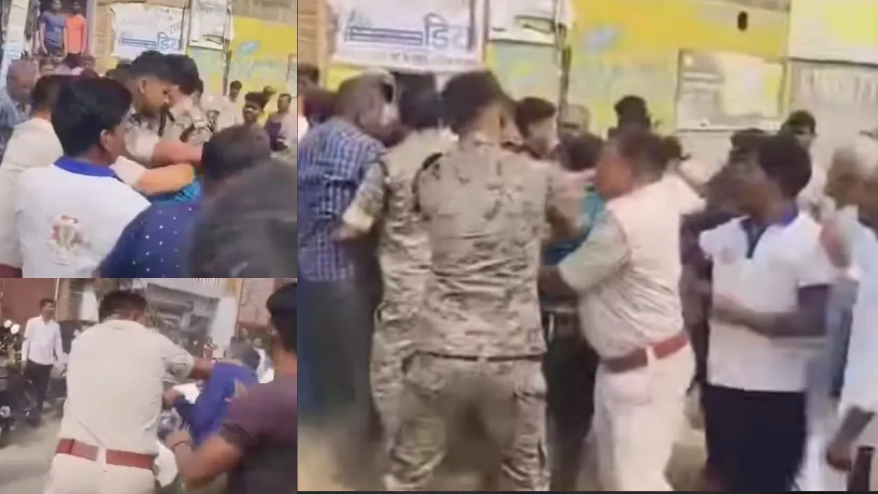 बीच-बचाव करने गई पुलिस से ही कर ली हाथापाई, मामला बढ़ने पर पुलिस को करना पड़ा बल प्रयोग 