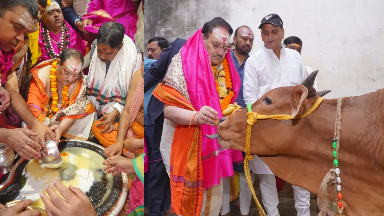 बाबा बैद्यनाथ मंदिर में JP नड्डा ने की पूजा-अर्चना, मौके पर मौजूद रहे BJP के कई बड़े नेता