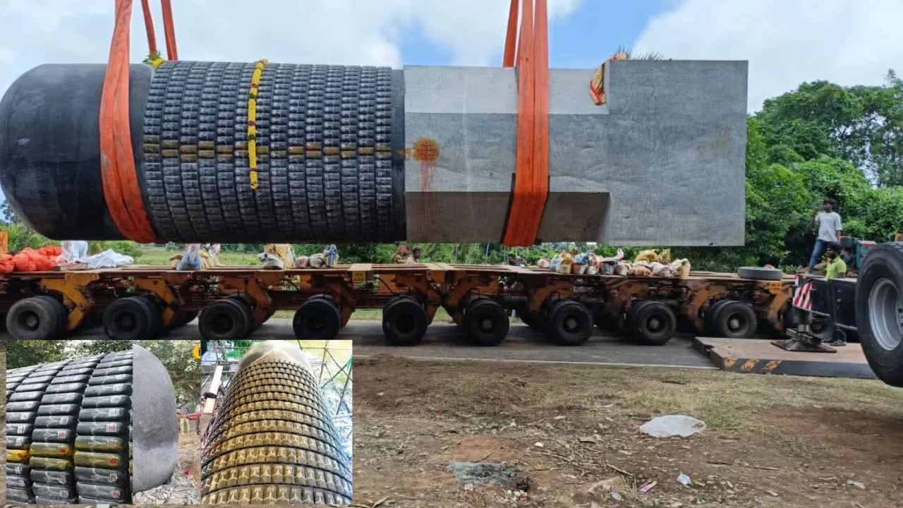 दुनिया का सबसे बड़ा शिवलिंग आ रहा बिहार, तमिलनाडु से 96 पहिए वाली ट्रक से रवाना