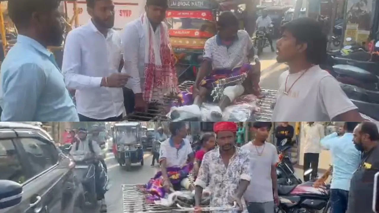 स्ट्रेचर छिनाया, तो पति को ठेले में लिटाकर एक्स-रे कराने ले गई पत्नी, देखें लचर सिस्टम का नजारा