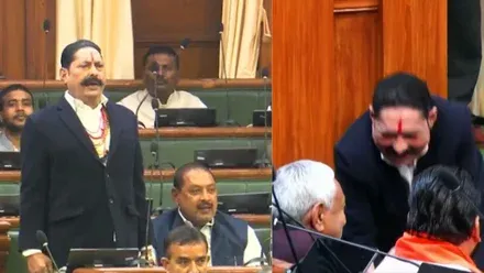 जेल से शपथ लेने विधानसभा पहुंचे मोकामा विधायक अनंत सिंह, सीएम का पैर छूकर लिया आशीर्वाद