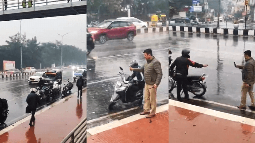 उत्तर प्रदेश पुलिस की दबंगई, बारिश से बच रही जनता का ताबड़तोड़ काटने लगी चालान